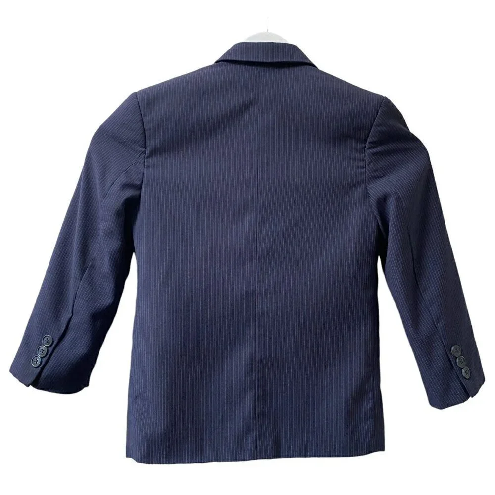 CALVIN KLEIN Boys Blazer Size 6 Navy Blue Pinstripe Suit Jacket